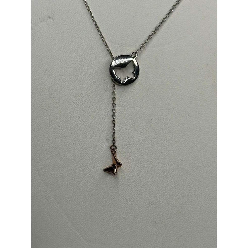 Silver tone butterfly necklace